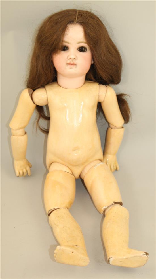 A Jumeau bisque head Bebe doll,